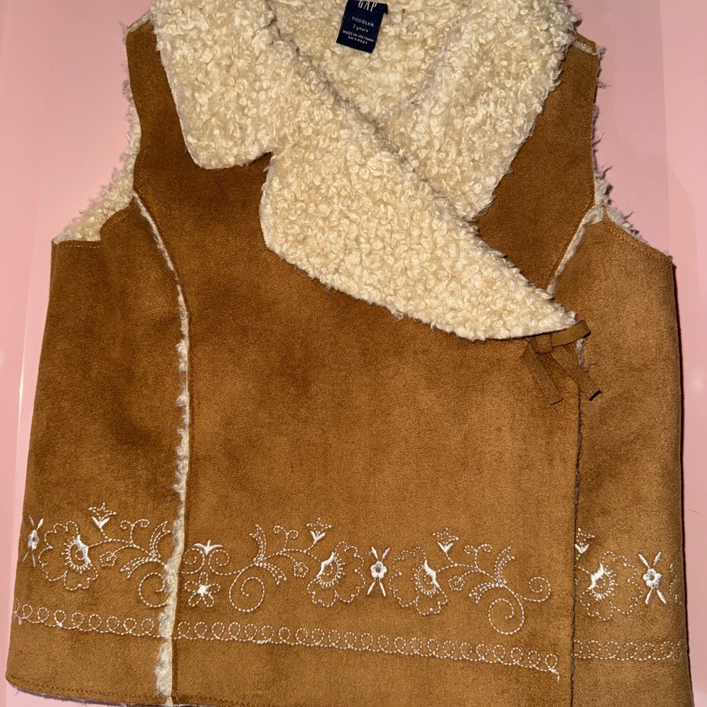 Kids Tan Sherpa-Lined Vest